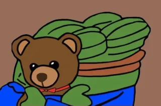 🧸 Pepe the Frog Pepe Żaba, Mem, Pluszowy miś, Żaba z kreskówki, Mem internetowy, Postać telegram sticker