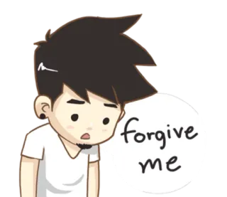 🙏 forgive me Kartun, Minta maaf, Sedih, Anak laki-laki, Memohon, Pengampunan telegram sticker