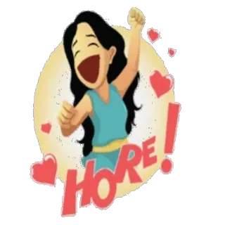 👋 HORE! Frau, glücklich, Feier, Freude, indonesisch whatsapp sticker