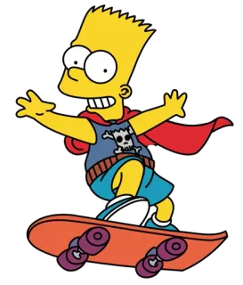 😊 Bart Simpson The Simpsons cartoon, skateboard, bart, simpsons, cape whatsapp sticker