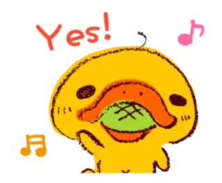 👌 Yes! pato, dibujos animados, mono, afirmativo, sí, música, kawaii telegram sticker