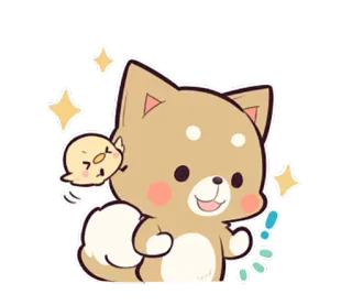 ✊ собака, щенок, птица, милый, каваи, животное, цыпленок telegram sticker