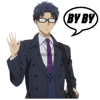 🤗 BY BY ciao, addio, arrivederci, saluto, anime, uomo telegram sticker