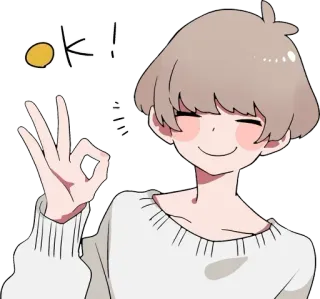 👌 ok! ok, gesto, anime, lindo, acuerdo whatsapp sticker
