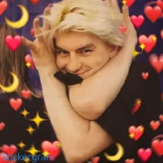 🙃 Stickergram мужчина, сердечки, звезды, полумесяцы, человек telegram sticker