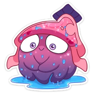 😅 carino, cartone animato, blob, adesivo, acqua, rosa, viola whatsapp sticker
