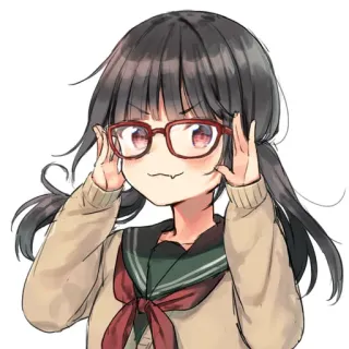 😏 Anime Mädchen, Brille, niedlich, Cartoon, Schuluniform, Zöpfe whatsapp sticker