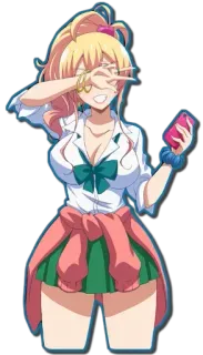 ✌️ Anime, Ragazza, capelli biondi, Selfie, segno di pace telegram sticker