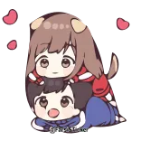 🤪 อนิเมะ, จิบิ, น่ารัก, คู่รัก, ขี่หลัง, คาวาอิ telegram sticker