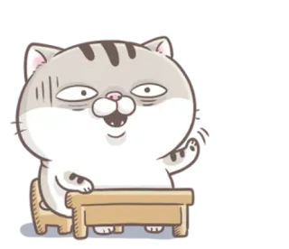 😄 고양이, 귀여운, 동물, 만화, 앉아있는, 웃긴 telegram sticker