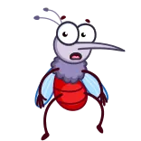 😨 komar, kreskówka, owad, śmieszne, przestraszony, robak telegram sticker