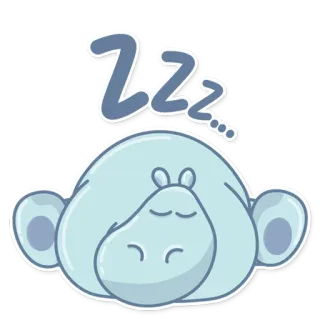 😴 ZZZ tidur, binatang, kuda nil, kartun, zz, bermimpi whatsapp sticker