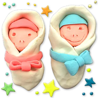 ♊ babies, newborn, infants, twins, pink, blue, stars, decoration whatsapp sticker