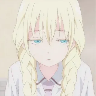 🎲 anime, meisje, blond, vlechten telegram sticker