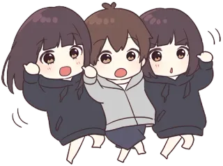 💃 Anime, Dibujos animados, Chibi, Lindo, Amigos telegram sticker