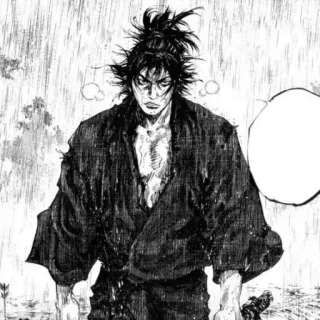 🖤 Miyamoto Musashi Vagabond Manga, Samurai, Schwert, Krieger, Historisch, Japan telegram sticker
