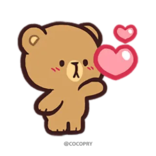 😘 ours, dessin animé, amour, coeur, mignon whatsapp sticker