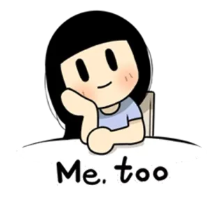 😏 Me. too cartoon, cute, girl, expression, mee too telegram sticker