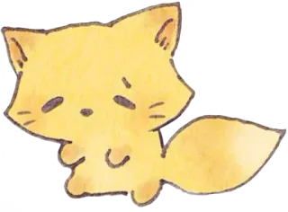 😞 Fuchs, niedlich, Tier, kawaii, gelb, Aufkleber whatsapp sticker