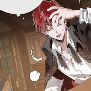 🇦🇱 anime, male, red hair, frustration, exhausted, character telegram sticker