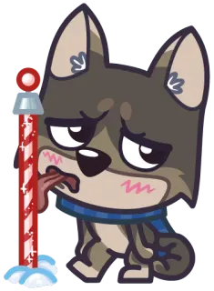 😒 cachorro, desenho animado, exausto, doente, animal, triste telegram sticker