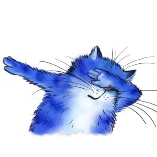 🤠 gatto, blu, dab, animale, cartone animato telegram sticker