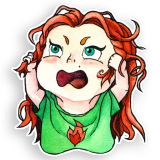 😡 sticker, wütend, frustriert, rote Haare, Cartoon, Figur telegram sticker
