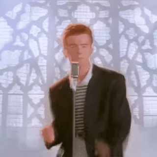 🤩 Rick Astley zanger, microfoon, jaren 80, muziek, dansen, pak, retro, pop telegram sticker