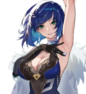 🧿 Yelan Genshin Impact Anime girl, Tóc xanh, Yelan, Genshin Impact, Nhân vật trò chơi telegram sticker