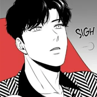 🍾 SIGH Mann, Schwarzweiß, Seufzer, Webtoon, Ausdruck, Cartoon telegram sticker