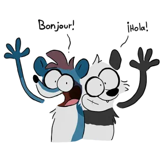 🐼 Bonjour! ¡Hola! приветствие, бонжур, ола, мультфильм, животные, машет telegram sticker