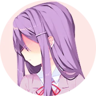 💜 Yuri Doki Doki Literature Club! Anime, Manga, Tóc tím, Dễ thương, Nhân vật telegram sticker