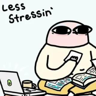 😕 Less Stressin' Kartun, Santai, Kurangi stres, Lucu, Meme telegram sticker