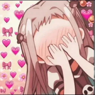 ❤️ Yashiro Nene Toilet-Bound Hanako-kun Аниме, Мультфильм, Сердечки, Милый, Румянец, Фанатское творчество telegram sticker