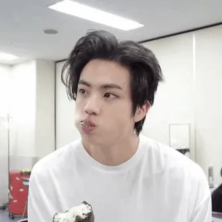 ✨ Jin kpop, singer, eating, man, asian, idol telegram sticker