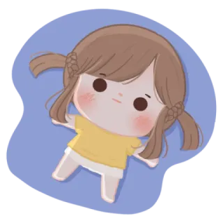 🧸 cartoon, girl, sticker, cute, illustration whatsapp sticker