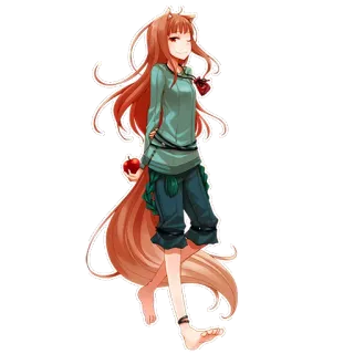 😊 Holo Spice and Wolf Аниме, Холо, Волчица и пряности, Девушка-волк, Божество, Яблоко telegram sticker