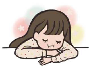 😋 Dibujos animados, Durmiendo, Lindo, Ilustración, Chica, Kawaii telegram sticker