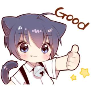 🍓 Good Anime, Joinha, Bom, Orelhas de gato, Positivo telegram sticker