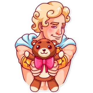 🎁 muscle, teddy bear, cartoon, cute, blonde telegram sticker