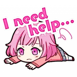 🪸 I need help... Anime, Cartone animato, Triste, Aiuto, Capelli rosa, Disperato, Piangendo telegram sticker