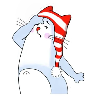 🤦‍♂️ cat, animal, cartoon, sleepy, hat telegram sticker