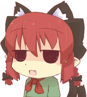 😦 anime, cat ears, cartoon, cute, red hair, character telegram sticker