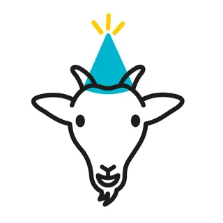 🎉 chèvre, animal, chapeau de fête, dessin animé, mignon, illustration, autocollant telegram sticker