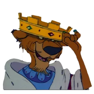 🤴 Prince John Robin Hood lion, crown, prince, cartoon, animal, king whatsapp sticker