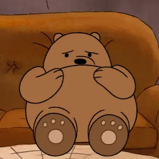 🍑 Grizz We Bare Bears Мультяшный медведь, Медведь гризли, Грустный, Диван, Мультфильм, Анимация, Мы обычные медведи whatsapp sticker