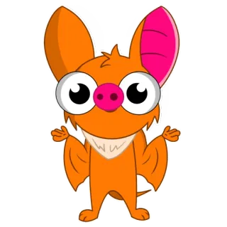 🤷‍♂️ летучая мышь, мультик, животное, милый, оранжевый, наклейка whatsapp sticker
