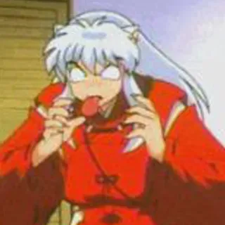 🐶 Inuyasha anime, śmieszne, postać, czerwony, język, kreskówka telegram sticker