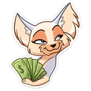 💰 dinero, zorro, dibujos animados, riqueza, éxito, dólares, efectivo telegram sticker