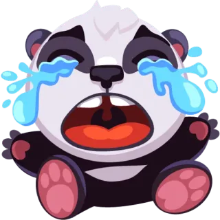 😭 panda, chorando, triste, desenho animado, lágrimas, animal, emoção telegram sticker